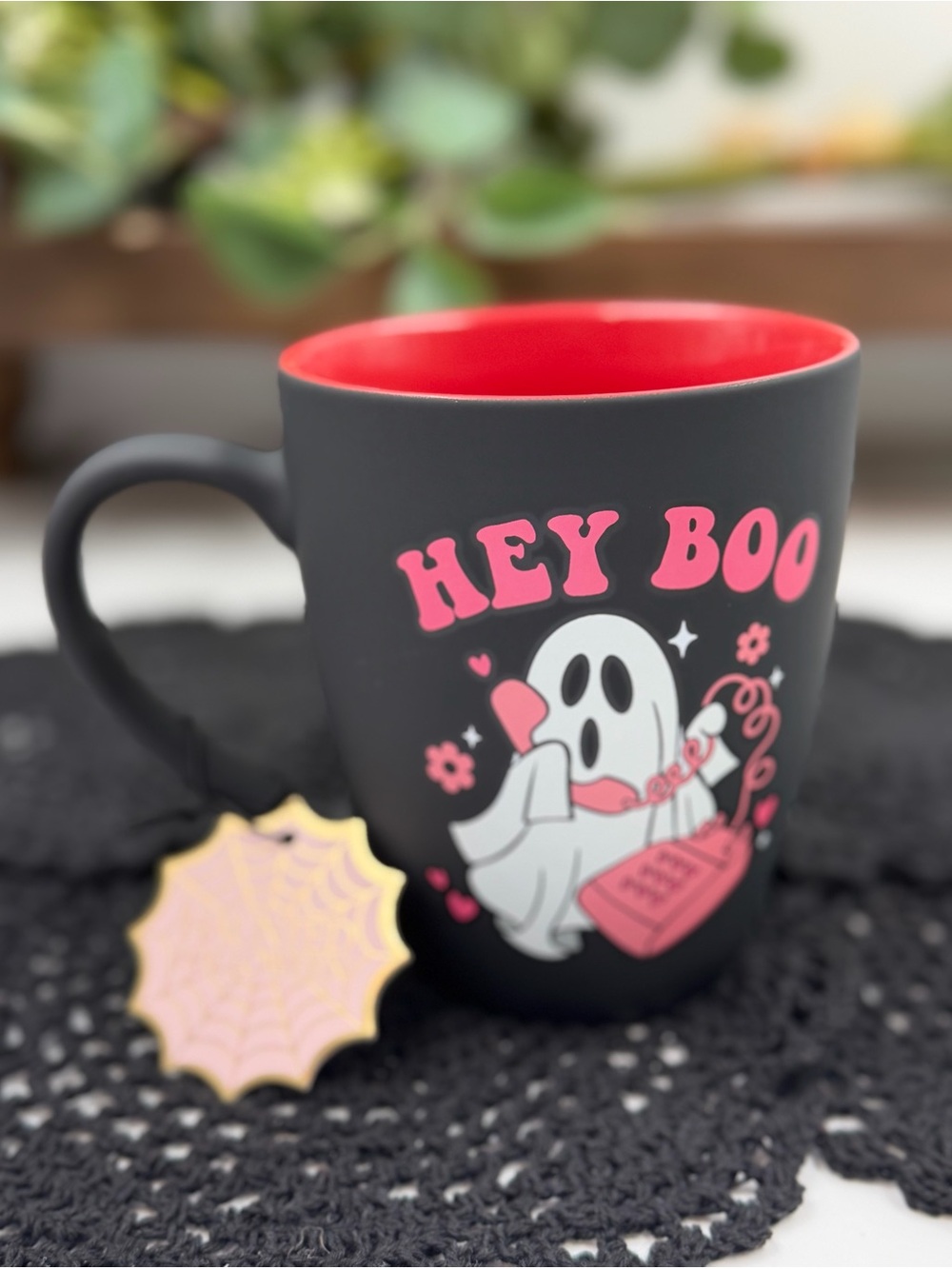 hey boo ghost haunted halloween mug 20 oz pink black 2026 new spooky cute